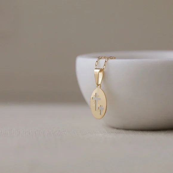 Dainty Cross Necklace | 18k Gold Filled - Picture 6 of 9